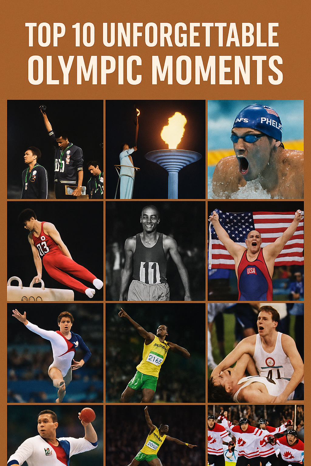 The Olympic Games are more than just sports competitions — they are a celebration of human strength, resilience, and unity. Over the decades, the Olympics have produced countless iconic moments that transcend the field of play and remain etched in history. These moments inspire athletes and fans alike, reminding us why the Games are the world’s most-watched sporting event.
Here are the Top 10 unforgettable Olympic moments that continue to inspire generations.
1. Jesse Owens Dominates Berlin (1936)
In the face of political propaganda at the 1936 Berlin Olympics, Jesse Owens, an African American track-and-field athlete, stunned the world by winning four gold medals. His victories not only showcased athletic excellence but also struck a symbolic blow against Nazi ideologies of racial superiority.
2. Nadia Comăneci’s Perfect 10 (1976)
At just 14 years old, Romanian gymnast Nadia Comăneci became the first gymnast in Olympic history to score a perfect 10 at the Montreal Games. Her flawless routine on the uneven bars redefined gymnastics and inspired a generation of athletes.
3. The Miracle on Ice (1980)
The U.S. men’s ice hockey team, composed mostly of college players, achieved the impossible by defeating the heavily favored Soviet Union at the Winter Olympics in Lake Placid. This “Miracle on Ice” remains one of the greatest underdog stories in sports.
4. Michael Phelps’ Eight Gold Medals (2008)
At the Beijing Olympics, American swimmer Michael Phelps won an astonishing eight gold medals, breaking Mark Spitz’s long-standing record. Phelps’ achievement solidified his place as the most decorated Olympian of all time with 23 golds and 28 total medals.
5. Usain Bolt Lights Up Beijing (2008)
Jamaican sprinter Usain Bolt electrified the world when he won the 100m and 200m gold medals in Beijing, breaking world records with ease. His charisma and dominance on the track made him a global superstar and the face of sprinting.
6. Derek Redmond’s Inspirational Finish (1992)
In Barcelona, British sprinter Derek Redmond tore his hamstring during the 400m semifinal. Despite the pain, he attempted to finish the race. In an unforgettable moment, his father ran onto the track to help him cross the finish line, symbolizing determination and the power of support.
7. Cathy Freeman’s Gold in Sydney (2000)
As the first Indigenous Australian to compete in the Olympics, Cathy Freeman carried immense national pride when she lit the Olympic flame in Sydney. Days later, she won the 400m gold medal, becoming a unifying symbol for Australia and Indigenous representation.
8. Simone Biles Prioritizes Mental Health (Tokyo 2020)
At the Tokyo Olympics, American gymnast Simone Biles, widely considered the greatest of all time, shocked the world by withdrawing from multiple events to prioritize her mental health. Her brave decision started a global conversation about athlete well-being and inspired many beyond sports.
9. Abebe Bikila Runs Barefoot (1960)
Ethiopian runner Abebe Bikila amazed the world when he won the marathon in Rome — running completely barefoot. He became the first African athlete to win Olympic gold, inspiring athletes from across the continent.
10. Kerri Strug’s Heroic Vault (1996)
Despite a serious ankle injury, American gymnast Kerri Strug landed a near-perfect vault to secure gold for the U.S. women’s team at the Atlanta Olympics. Her grit and determination remain an iconic symbol of Olympic courage.
Conclusion
The Olympics are more than competitions — they are moments of triumph, courage, and unity. From Jesse Owens’ historic victories to Simone Biles’ mental health advocacy, these unforgettable stories remind us that the Games reflect not only physical ability but also the human spirit.
Each Olympic cycle creates new memories, but these ten moments continue to inspire athletes and fans worldwide.