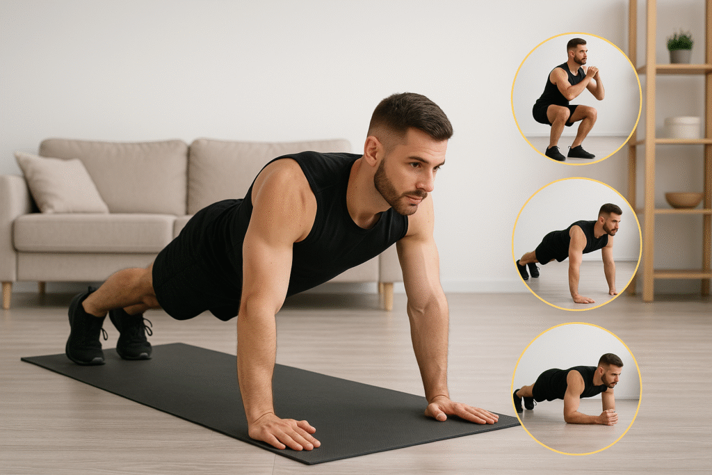 Athletes don’t always need fancy gyms or high-tech equipment to get results. In fact, some of the most effective training routines can be done right at home with little or no gear. Whether you’re a beginner athlete looking to build strength or a professional fine-tuning performance, these home workouts will help improve endurance, agility, and power.Below are the Top 10 home workouts for athletes, blending bodyweight exercises, functional movements, and conditioning drills that can be adapted to any fitness level.
1. Push-Ups – Upper Body Power
Push-ups are a staple for athletes because they build upper body strength in the chest, shoulders, and triceps while engaging the core. Variations like clap push-ups or archer push-ups increase explosiveness, which is crucial for sports performance.
Pro tip: Start with 3 sets of 10–15 and increase reps weekly.
2. Squats – Lower Body Strength
Bodyweight squats develop leg muscles (quads, hamstrings, glutes) and improve mobility. Athletes benefit from squats because they enhance jumping ability, sprinting speed, and overall balance.
Progression: Try jump squats or pistol squats for advanced training.
3. Planks – Core Stability
A strong core supports better movement in almost every sport. Planks build endurance and stabilization in the abs, back, and shoulders.
Variations: Side planks and plank-to-push-ups for added challenge.
4. Burpees – Full-Body Conditioning
Burpees combine squats, push-ups, and jumps in one explosive move. They build strength, speed, and cardiovascular endurance—perfect for high-intensity training at home.
Workout idea: Perform 5 sets of 10 burpees with 60 seconds rest.
5. Lunges – Athletic Balance & Mobility
Lunges improve leg strength, stability, and coordination. They also mimic athletic movements like sprint starts and quick changes in direction.
Try this: Forward, reverse, and lateral lunges in a circuit.
6. Mountain Climbers – Speed & Agility
This dynamic move boosts core strength, coordination, and cardiovascular conditioning. Athletes love mountain climbers for building quickness and agility.
Routine: 30 seconds of fast-paced mountain climbers, rest, then repeat.
7. Jump Rope – Conditioning & Footwork
Jump rope is an underrated but powerful tool for endurance, agility, and coordination. It also improves rhythm and timing, which are vital in many sports.
Challenge: Try double-unders for explosive coordination training.
8. Glute Bridges – Explosive Power
Athletes rely heavily on the posterior chain (glutes, hamstrings, lower back) for sprinting and jumping. Glute bridges strengthen these areas while improving hip mobility.
Upgrade: Perform single-leg glute bridges for added intensity.
9. Shadow Boxing – Agility & Conditioning
Shadow boxing enhances hand-eye coordination, reaction time, and stamina. It’s also a great way to build agility while improving cardiovascular health.
Pro tip: Add light dumbbells or resistance bands for more challenge.
10. High Knees – Speed & Explosiveness
This simple drill mimics sprinting mechanics and builds explosive lower-body strength. It’s also great for improving cardio fitness at home.
Workout idea: 4 sets of 30 seconds at maximum intensity.
Sample Home Workout Circuit
Here’s how you can combine the above exercises into a 20-minute athletic circuit:
Push-ups – 12 reps
Squats – 15 reps
Mountain climbers – 30 seconds
Lunges – 10 each leg
Burpees – 10 reps
Plank – hold 45 seconds
High knees – 30 seconds
Repeat this circuit 3–4 times with 1 minute rest between rounds.
Benefits of Home Workouts for Athletes
Convenience: No need for gym memberships.
Adaptability: Suitable for all levels (beginner to pro).
Performance Boost: Enhances strength, speed, agility, and endurance.
Cost-Effective: Requires little or no equipment.
Conclusion
Athletes don’t need a fancy facility to train like professionals. By incorporating these 10 home workouts, you can build strength, endurance, and agility right from your living room. Whether you’re training for competition or just maintaining peak performance, these exercises provide an efficient, effective solution.
Stay consistent, push yourself with progressions, and track your results — you’ll be surprised how much stronger and faster you become without ever stepping into a gym.
